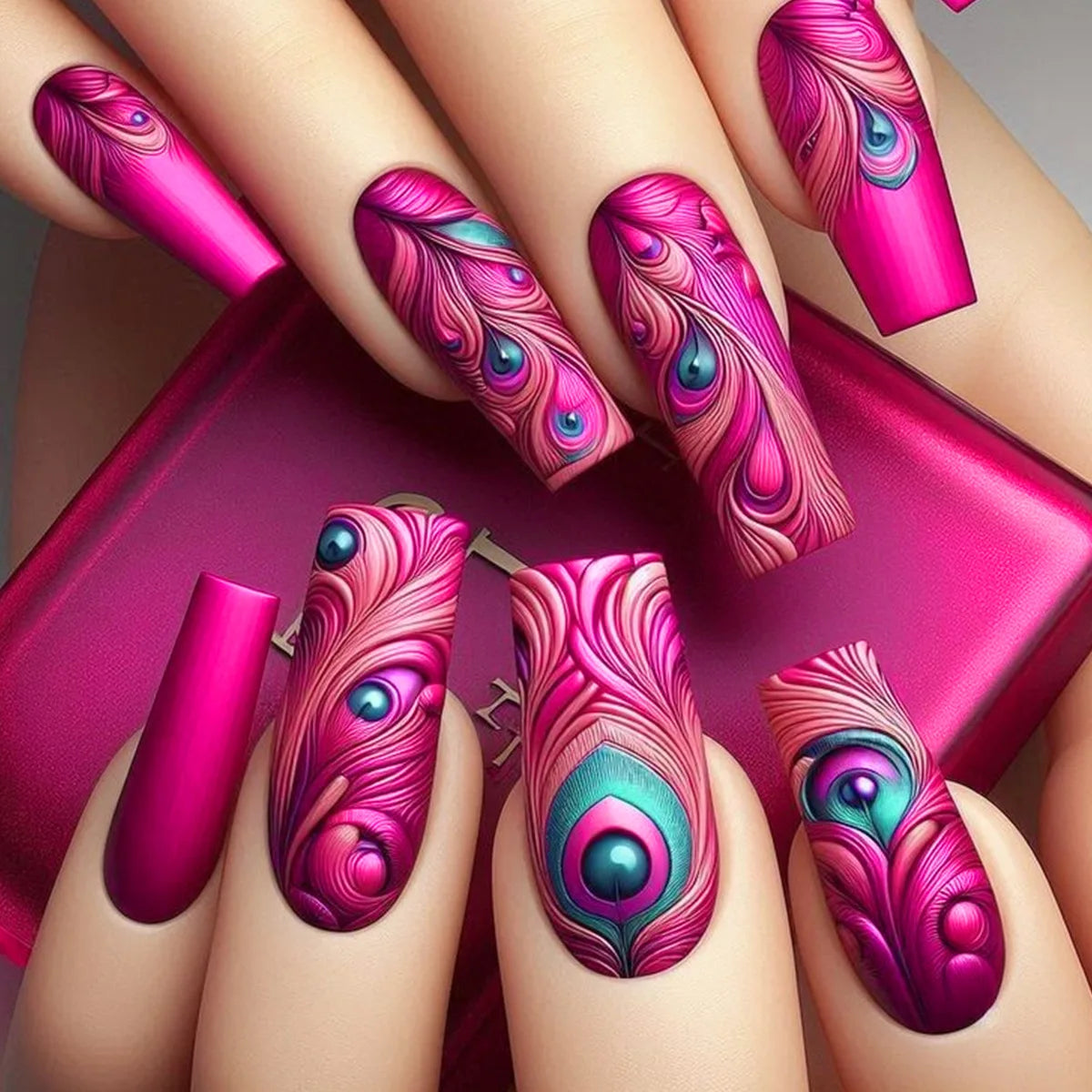 24pcs/set Medium long square fake nails for women starry sky gradient black blue purple moon star design press on false nails