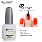 Clou Beaute 15ml Red Black White Green Neon Gel Nail Polish Base Top Coat Velvet Top 400 Colors Semi Permanent Gel Nail Varnish