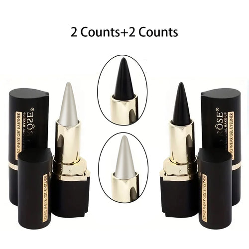 Black/Silver Creamy texture Eyeliner, 1 Count 2 Counts Easy Coloring High Pier Pencil, Daily Makeup Accessories for Women and
