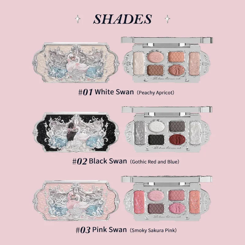 Flower Knows Makeup Swan Ballet Eyeshadow Palette Natural Nude Matte Shimmer Strawberry Cupid Glitter Pigment Eye Shadow Pallete