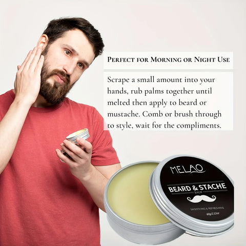 Melao Beard Styling Beard Growth Soften Unscented Beeswax Beard Balm For Men Sensitive Skin