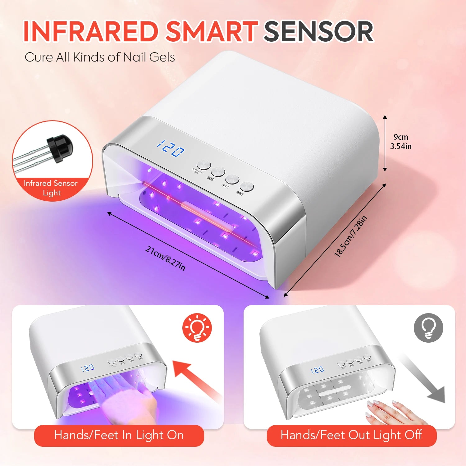 168W UV LED Nail Lamp 36LEDS Gel Polish Drying Lamp With Automatic Sensing 4 Timer Professional Nail Dryer Manicure Salon Tools