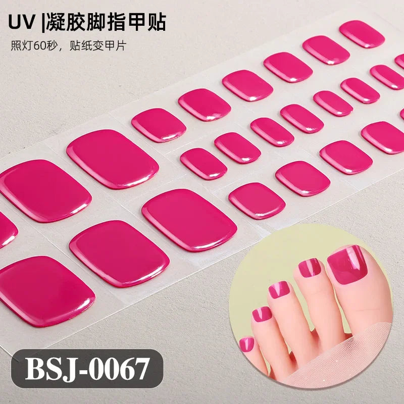 26Tips French Leopard Print UV Gel Toenail Sticker Bronzing Dye Gradient Cross-border Semi Baked Gel Nail Sticker UV Lamp Needed