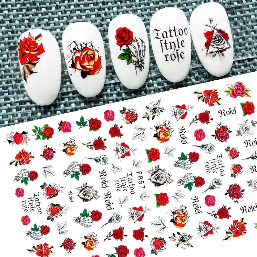 1pcs Sakura Flower 3D Nail Stickers White Cherry Blossom Nail Art Decals Spring Summer Adhesive Slider Decor Wedding Manicure