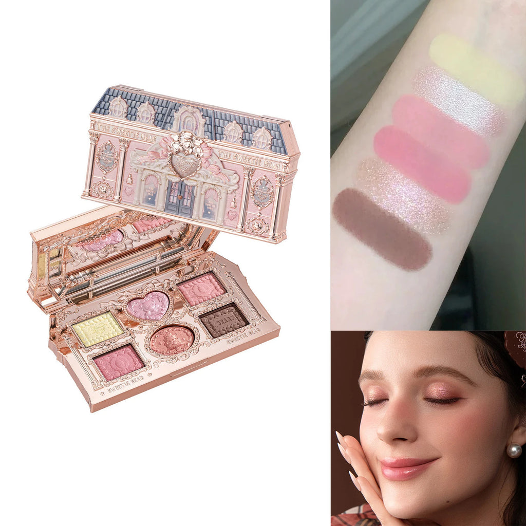 Flower Knows Swan Ballet 6 Color Eyeshadow Palette Matte Shimmer Pearl Glitter Waterproof Highly Pigmented Long Lasting Makeup