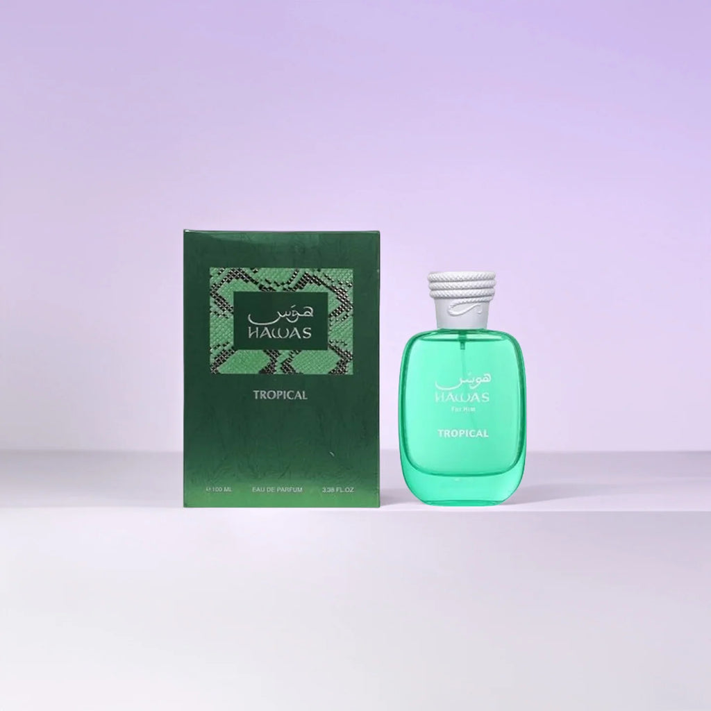 RASASI Hawas Tropical Eau De Parfum 100ml Fresh Fragrance Green Glass Bottle Personal Use