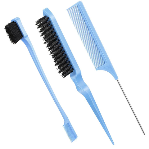 Hair Styling Comb Hair Brush Set, Teasing Edge Brush Rat Tail Comb For Curly/Straight/Wet/Dry/Long/Short Hair