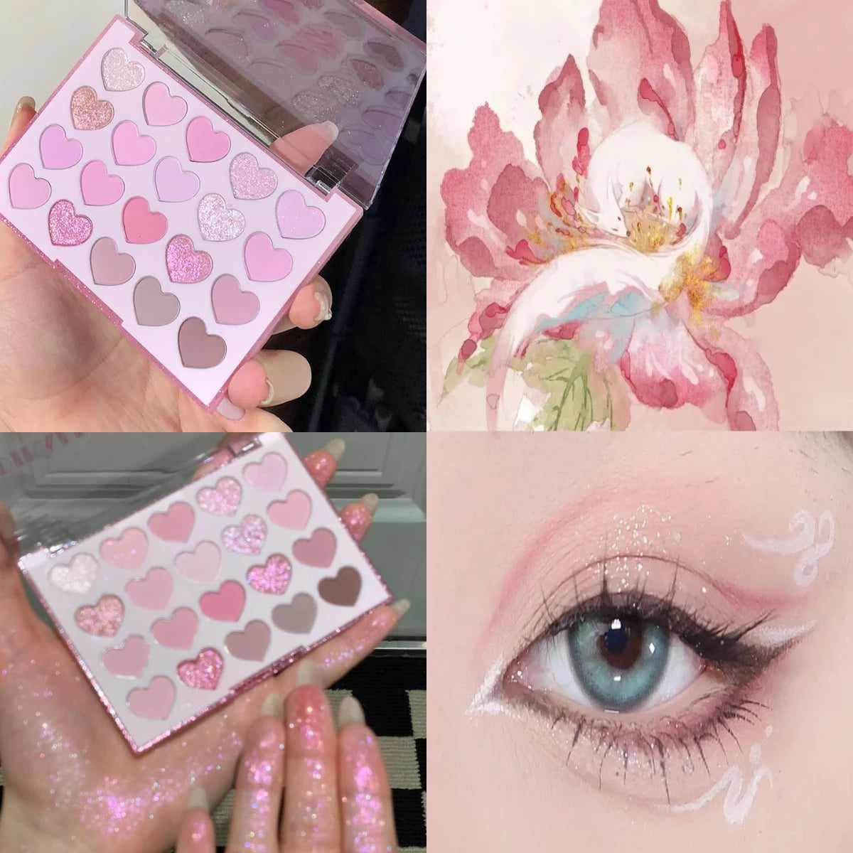 DIKALU Korean heart-shaped 20-color eyeshadow palette matte pearlescent pink purple Sweetheart GIRL party makeup