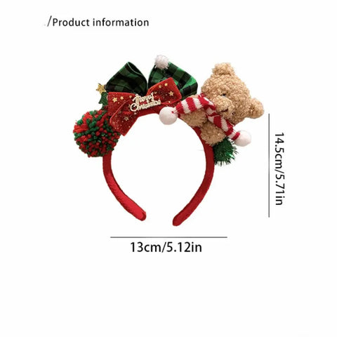 Christmas Decoration Christmas Headband Santa Reindeer Antlers Headband Red Bowknot Party Dress Up Plush Bow Red Hair Band