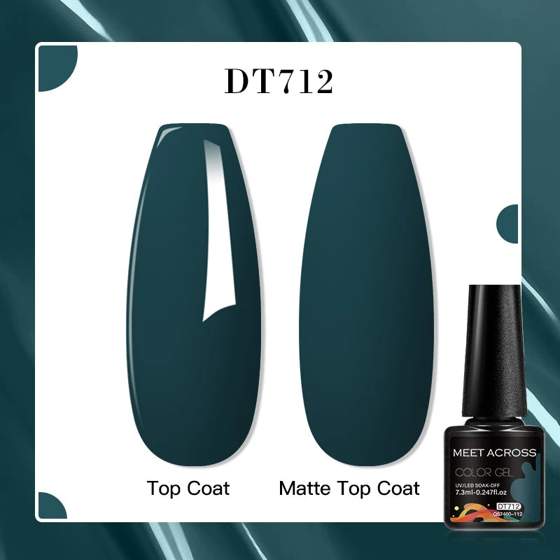 MEET ACROSS 7ml Red Blue Green Metallic Gel Nail Polish Super Bright Mirror Effect Semi Permanent LED UV Gel Nail Art Varnish