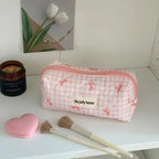 3 Type Quilting Cosmetic Bag Ladies Large Capacity Travel Organizer Washbag Cute Bow Knot Pattern Make Up Zipper Storage Bag