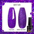 MEET ACROSS 7ml Red Blue Green Metallic Gel Nail Polish Super Bright Mirror Effect Semi Permanent LED UV Gel Nail Art Varnish