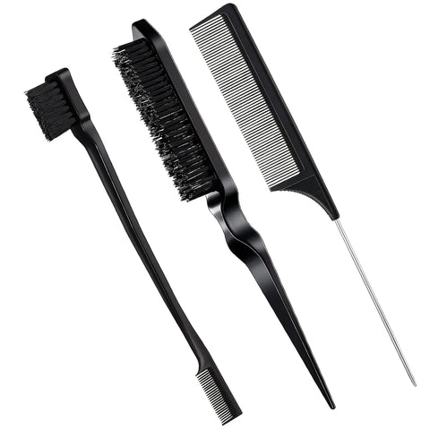Hair Styling Comb Hair Brush Set, Teasing Edge Brush Rat Tail Comb For Curly/Straight/Wet/Dry/Long/Short Hair