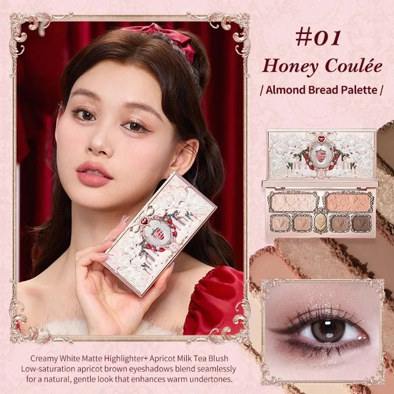 Flower Knows Makeup Swan Ballet Eyeshadow Palette Natural Nude Matte Shimmer Strawberry Cupid Glitter Pigment Eye Shadow Pallete