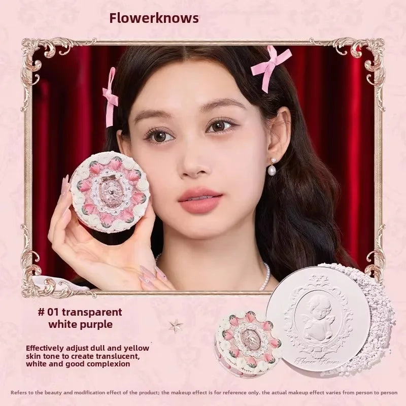 Makeup Professionnelle Flower Knows Moonlight Mermaid Matte Soft Compact Powder Oil Control Waterproof Face Powder