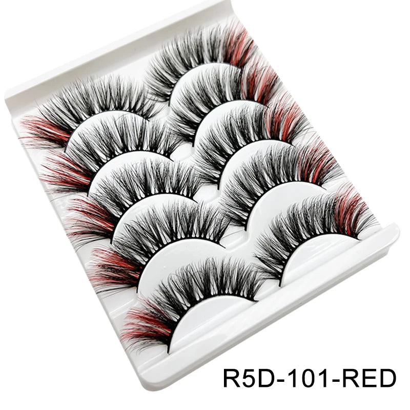 Colored Strip Lashes Fast Shipping Makeup For Clue Mink Eyelashes Full Strip Eyelashes Red Blue Green Eyelashes Wholesale