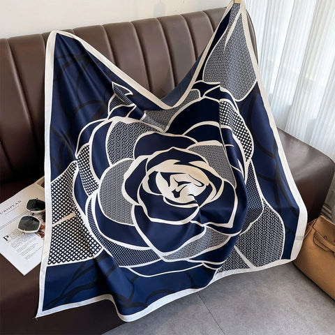 90*90Cm Square Scarf Twill Silk Feeling Women Head Shawls and Wraps Luxury Hair Tree Print Neck Scarves Hijab Bandana Pashmina