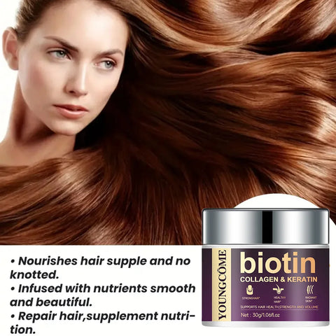 Biotin moisturizing hair mask containing collagen and natural keratin strongly restores frizzy hair and deeply nourishes hair