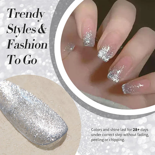 10Ml Cat Magnetic Eye Gel Nail Polish, Silver Platinum Cat Magnetic Gel, Sparkle Glitter Magnetic Soak Off U v Nail Gel