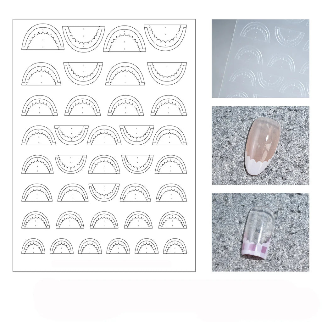 1pcs Hollow Lace Simple Fashion French Nail Stickers Self-Adhesive Slider Nail Art Decals Decoration DIY Nail Art Accessories