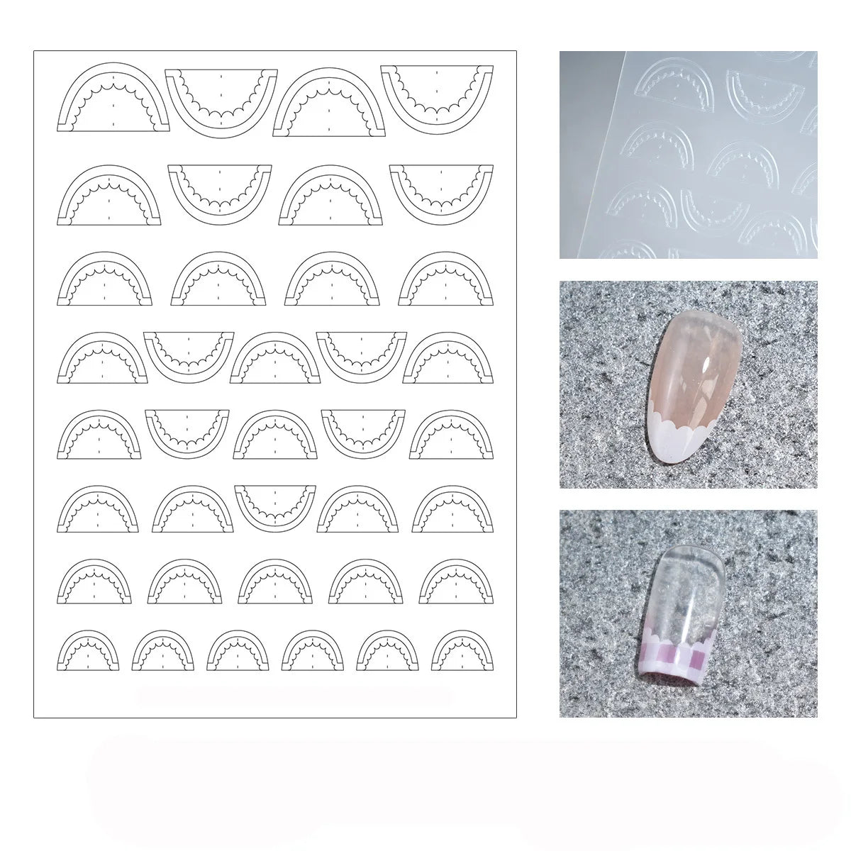 1pcs Hollow Lace Simple Fashion French Nail Stickers Self-Adhesive Slider Nail Art Decals Decoration DIY Nail Art Accessories