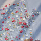 1pcs Dream Flower Window Shell Light Nail Art Stickers Japanese Flower Self Adhesive Stickers Press On Nails Decoration Decals