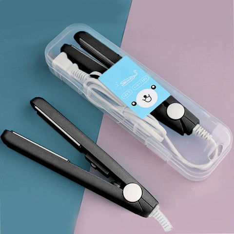Electric Ceramic Mini Hair Straightener Unisex Portable Flat Iron Wet/Dry Straightening Curling Irons Black FastHeat Hair Curler