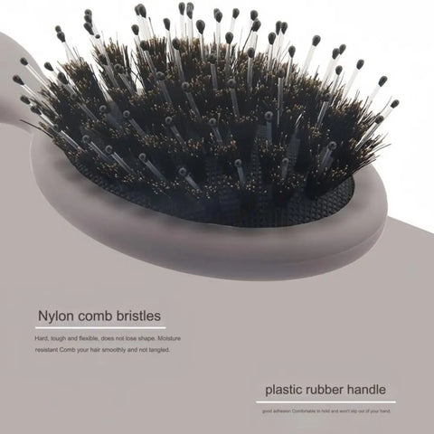 Portable Mini Paddle Brush Pig Bristle Matte Pocket Wet Brush Lightwear Frosted Hair Comb Holiday Vocation