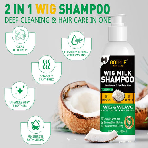 2 In 1 Wig Shampoo and Leave-in Conditioner Wig Care Solution Detangle Spray Anti-Frizz Moisturizes & Revitalizes Synthetic Wigs