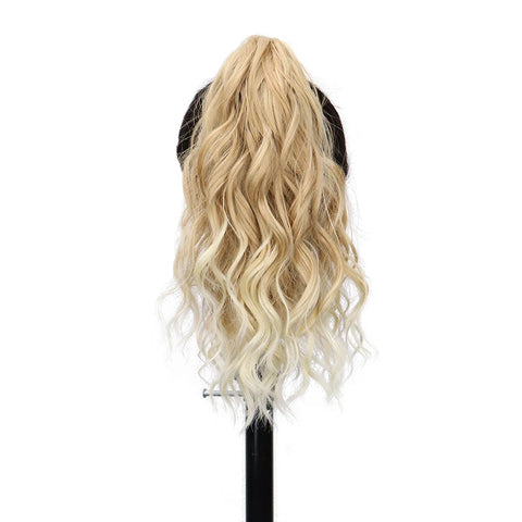 14Inch Synthetic Short Curly Claw Clip in Ponytail Hair Extension Daily Use Blonde Black Blonde Fluffy Hairpiece for Women