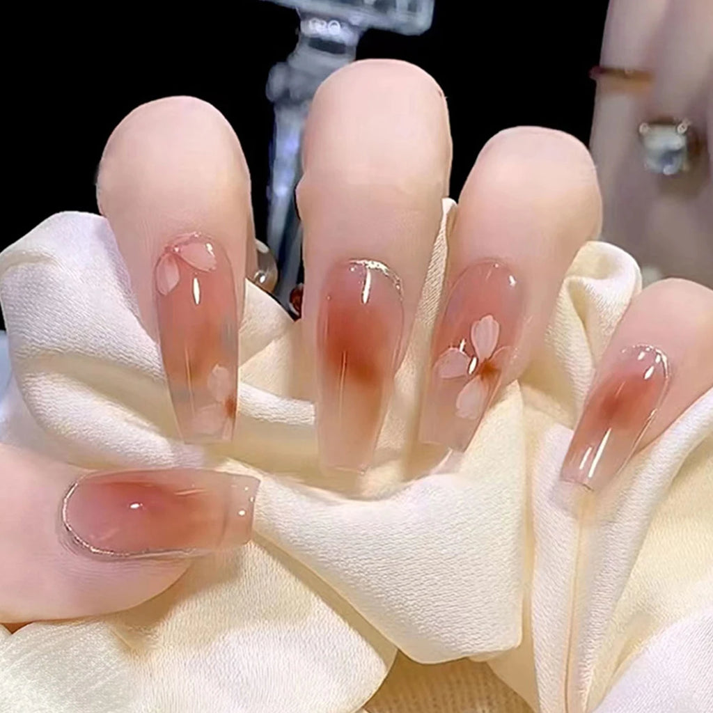 24pcs Cloud Pattern False Nails Korean Sweet Style Lady Women Manicure Supplies Press on Nail Fashion Girl Fake Nail Patches