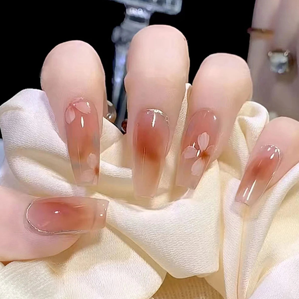 24pcs Cloud Pattern False Nails Korean Sweet Style Lady Women Manicure Supplies Press on Nail Fashion Girl Fake Nail Patches