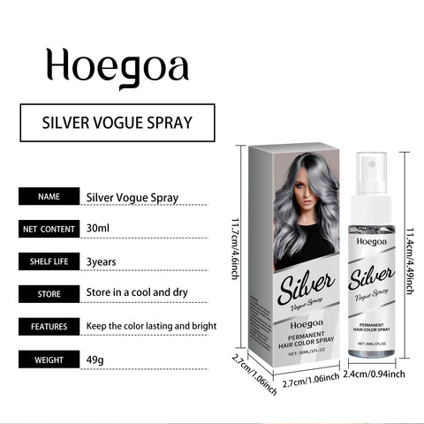 HOEGOA Silver Grey Hair Dye Spray Long-lasting Locking Color Plant Extract Formula Nourishing Roots Hair Care Prevent Dryness