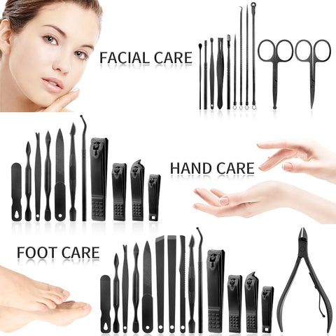 26 pieces brown nail kit Nail clipper kit, stainless steel nail travel kit, nail care kit with luxury storage box