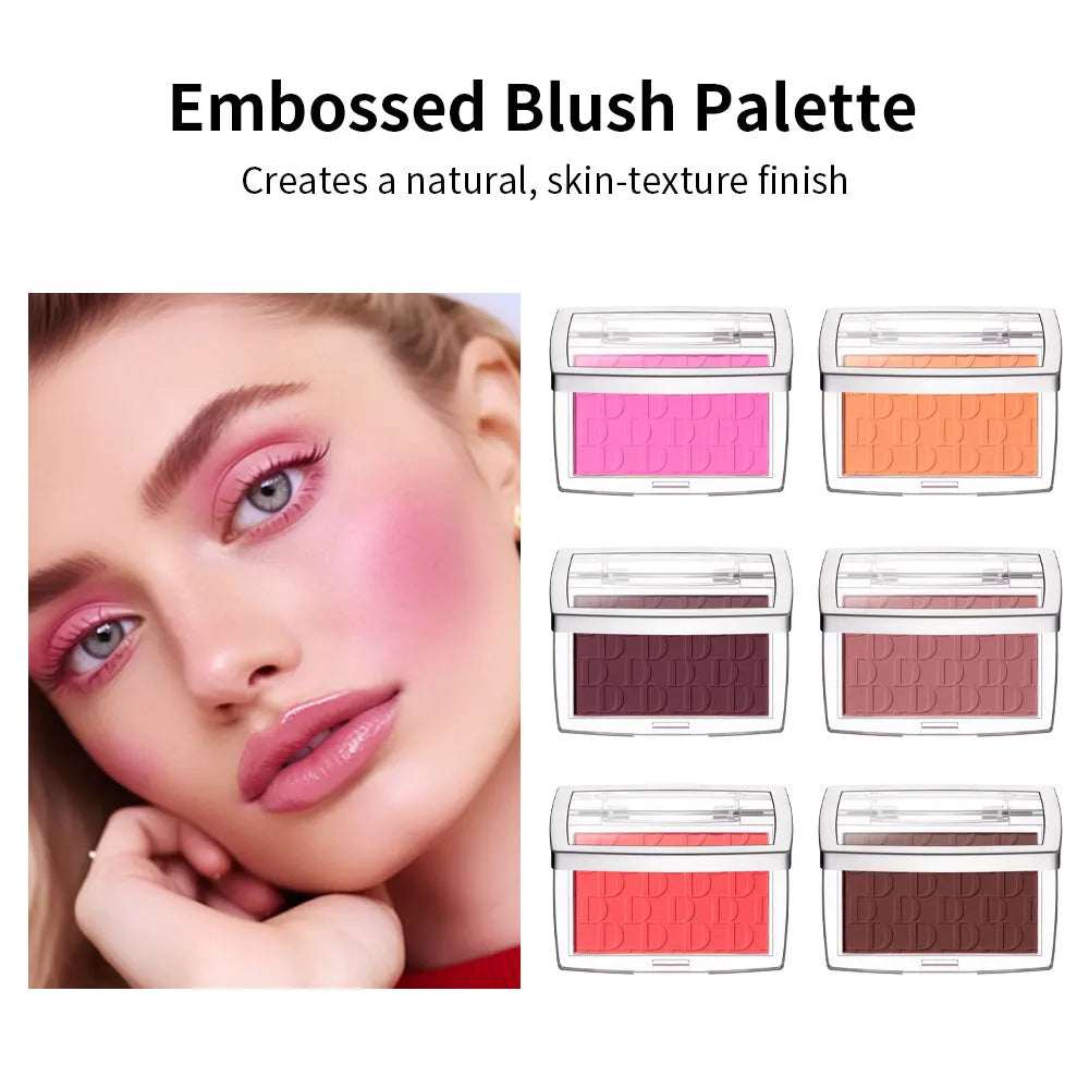 6 Colors Matte Embossed Blush Rosy Blusher Facial Blush Powder High Pigmented Pink Coral Rouged For Cheeks Smooth Cosmetics