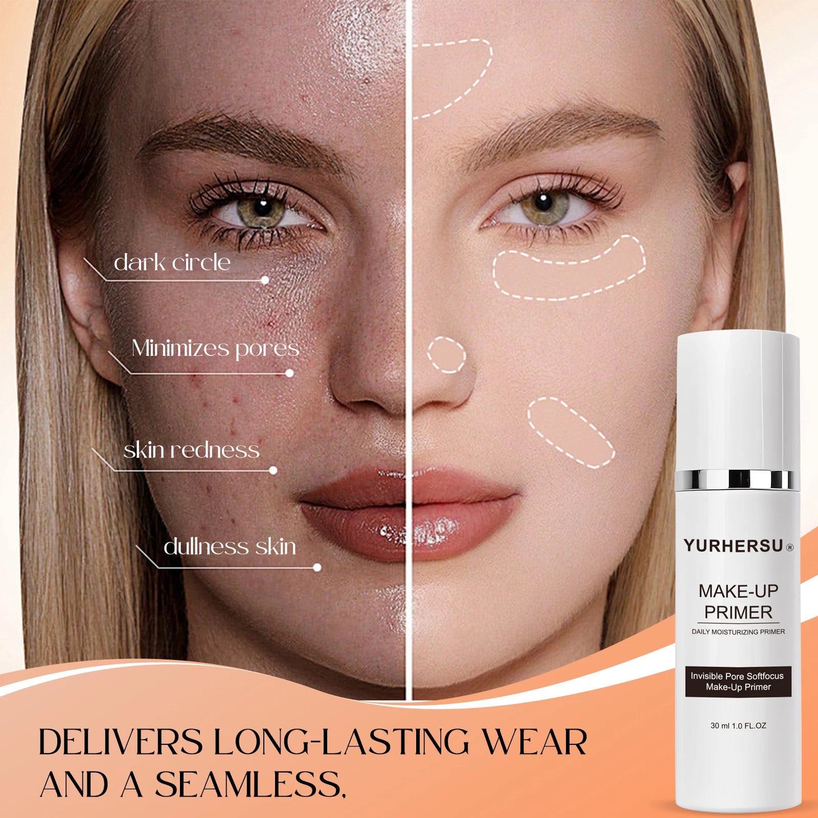 Soothing makeup primer moisturizes hydrates brightens skin tone leaving a natural radiant complexion. Gentle and non-greasy