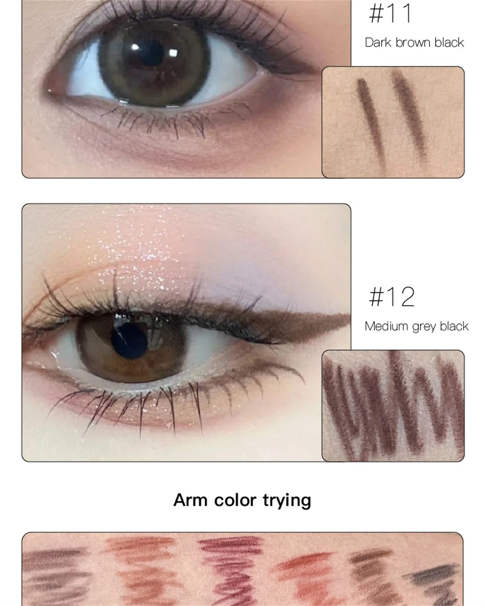 12 Colors Eyeliner Pencil Waterproof Long-lasting Orange Black Brown Easy Wearing Eyeshadow Contour Stick Lying silkworm Makeup