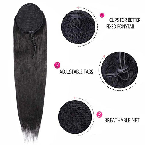 100% Human Hair Drawstring Ponytail Extension Water Wave Straight Kinky Curly Corn Wave Ponytail Clip in Ponytails Extensions