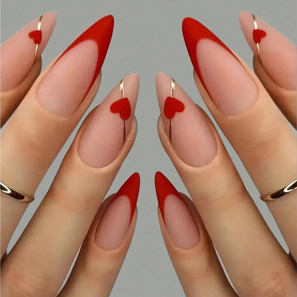 ARTAUG 24PCS Medium Stiletto Pink Press On Nails Full Cover Fake Nail Set Press On Nails Love Design handmade Press On Nails