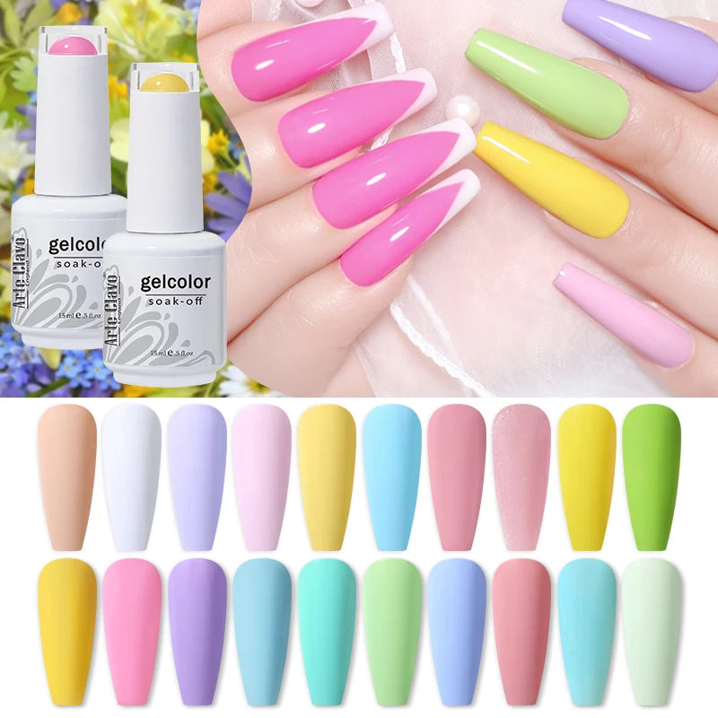 Arte Clavo Transparent Nude Pink Color Jelly Gel Nail Polish Semi Permanent 15ml Top Coat Soak Off UVLED Varnish Nail Art Design