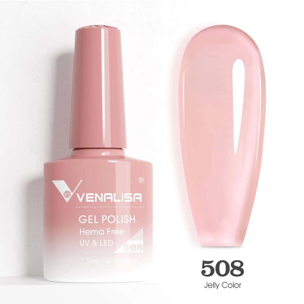 Venalisa HEMA TPO FREE 7.5ml Gel Polish Nail French Pink Jelly Nude Collection Nail Gel Polish Glitter Gorgeous Soak Off UV LED