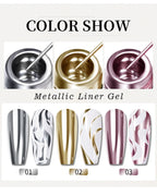 PUENTE 5ml Metallic Painting Liner Gel Polish Bright Mirror Effect Semi-Permanent UV Nail Varnish For Stunning French Nail Art