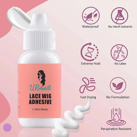 6PC Wig Glue for Front Lace Wig Install Kit with Adhesive Remover, Melting Band, Stocking Caps, Strong Hold Lace Front Glue