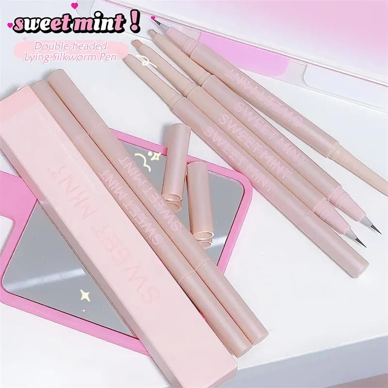 Double-headed Lying Silkworm Pencil Natural Non-smudge Matte Pearlescent Fine Flash Brightening Shadow Pen Highlighting Pen