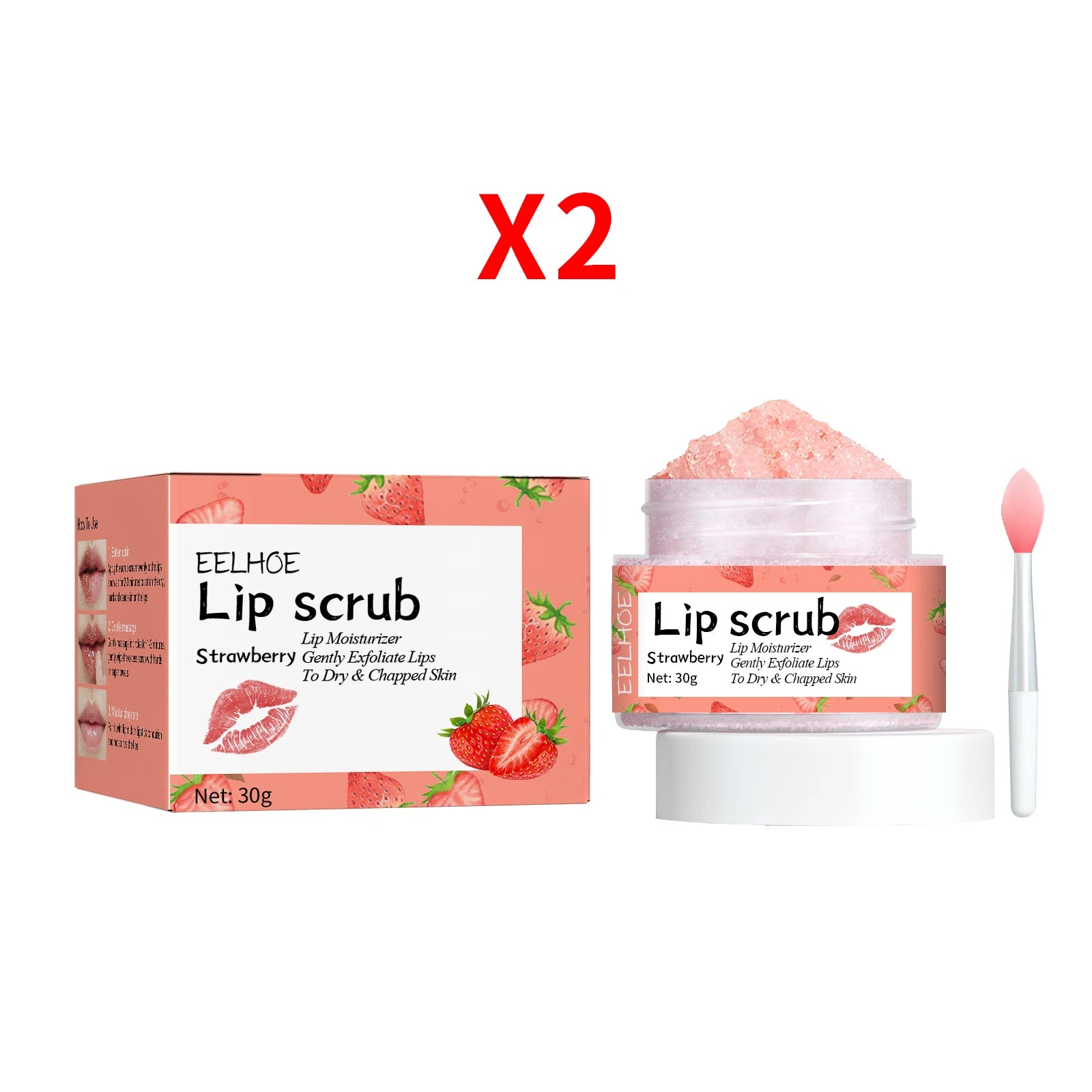 Strawberry Lip Scrub Gentle Repair Chapped Lips Deep Moisturizing Nourishing Improve Dryness Honey Orange Lip Care Exfoliator