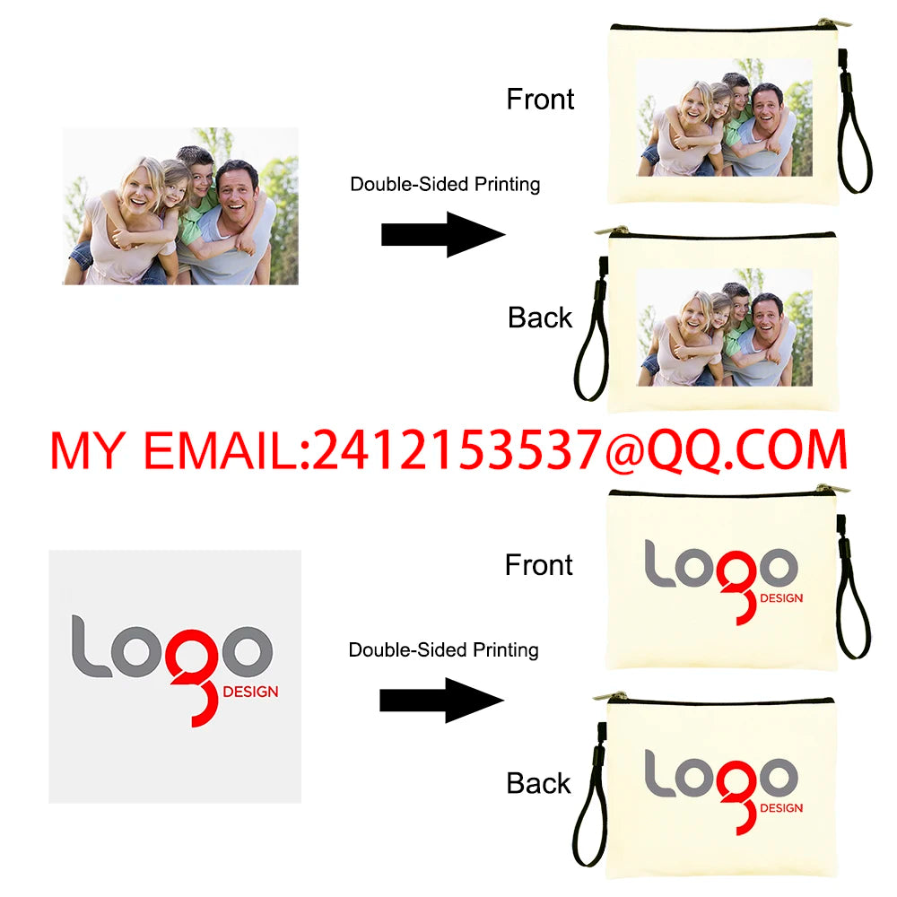 DIY Personalized Customized Photo/LOGO/Text/Picture Teacher/Birthday Gift Make up Bags Toilet Kit Cosmetic Bag Mini Makeup Pouch