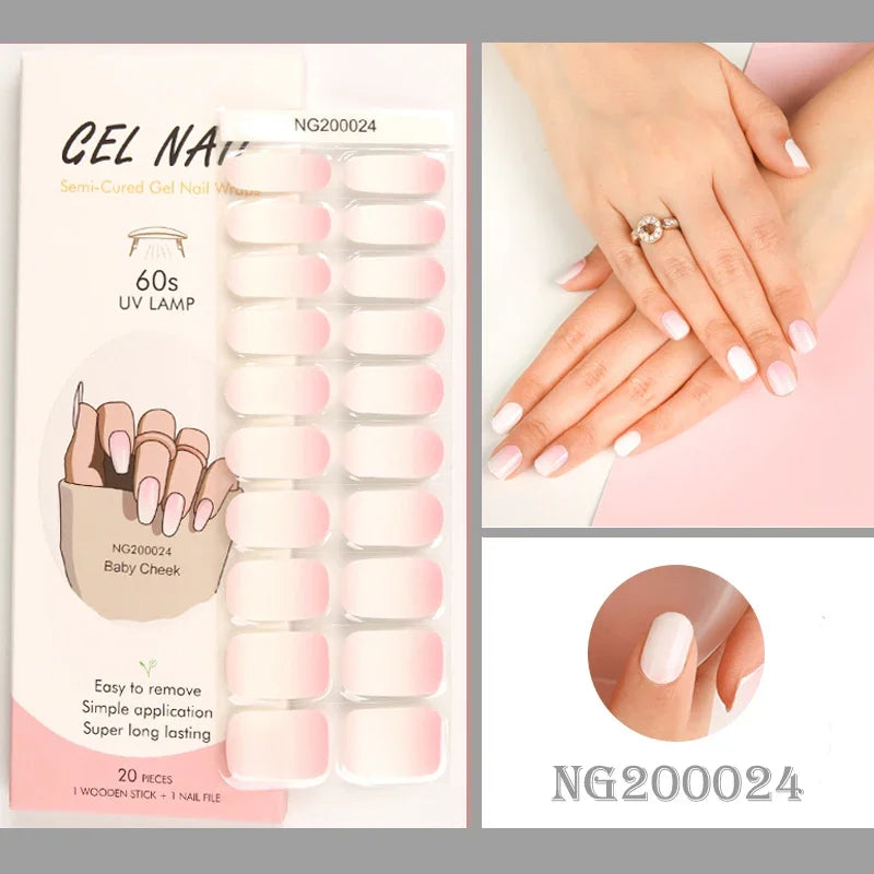 Leopard Semi-Cured Gel Nail Strips Simple Transparent Color Adhesive Long Lasting Gel Nail Stickers Harden In UV Lamp Need
