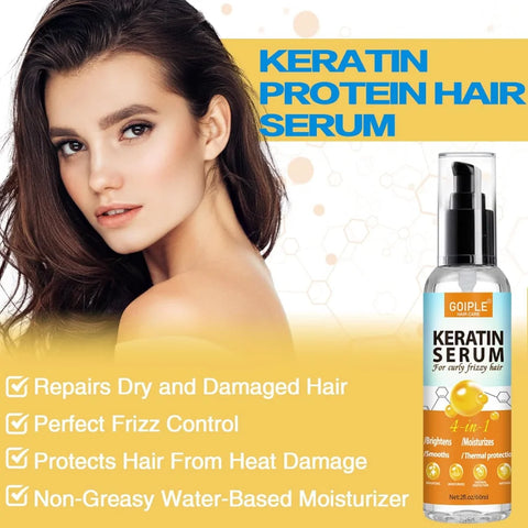 Keratin Protein Serum Anti Frizz Heat Thermal Protection Spray Rose Water Mist for Repair Damaged Curl Hair Smooth & Moisturize
