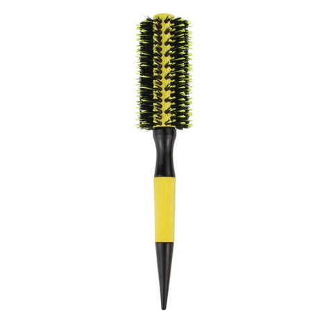 Gute Volumizing Roller Brush for Curls - Boar & Nylon Bristles, Non-Slip Handle (Yellow/Black) - Salon & Home Hair Styling Tool