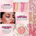 Multi-Color Glossy Blush Highlighter, Baking Process, Moisturizing and Glossy Makeup Effect, Light and Easy to Color with Texture, Facial Brightening, with Pearlescent Brightening Effect, Rose Blush Palette